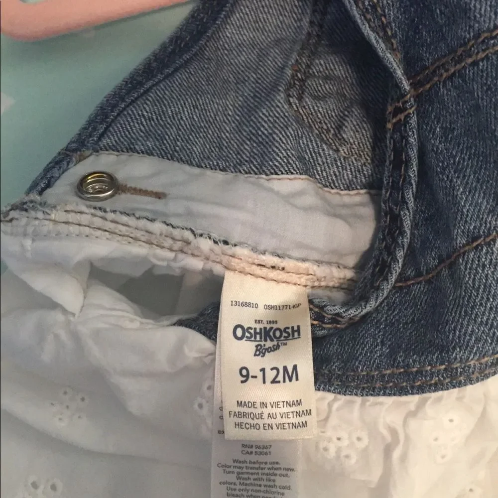 OSHKOSH Jean overalls with white cotton skirt bottom 9-12mo